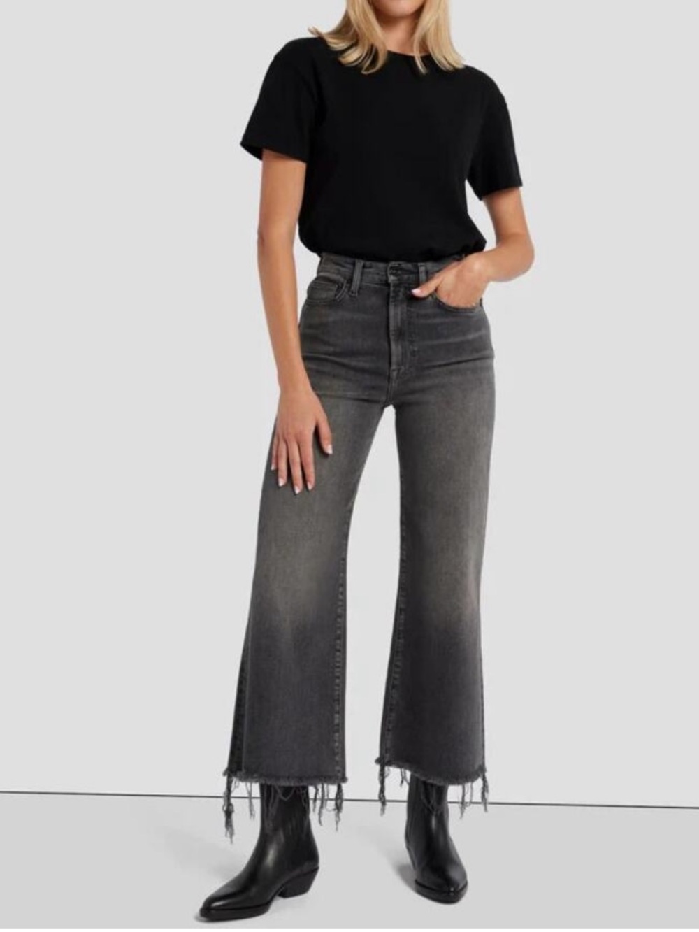 7 For All Mankind Lux Vintage Ultra High Rise Cropped Jo Wide Leg Jeans Size 28
